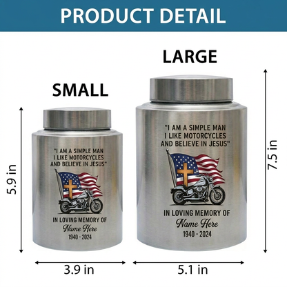 Personalized Motorcycle Riding in Heaven Large Stainless Steel UV Print For Dad Adult Male Biker Christian Cremation Ash Holder Memorial Keepsake Urn, Memorial Gift, In Loving Memory - Image 6