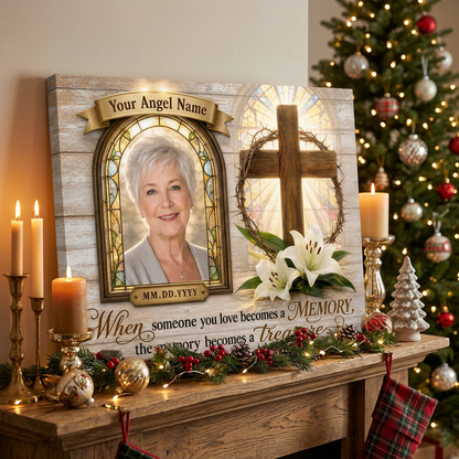 Personalized Memorial Cross Photo Wall Canvas Custom In Loving Memory Christian Sympathy Gift - Image 6