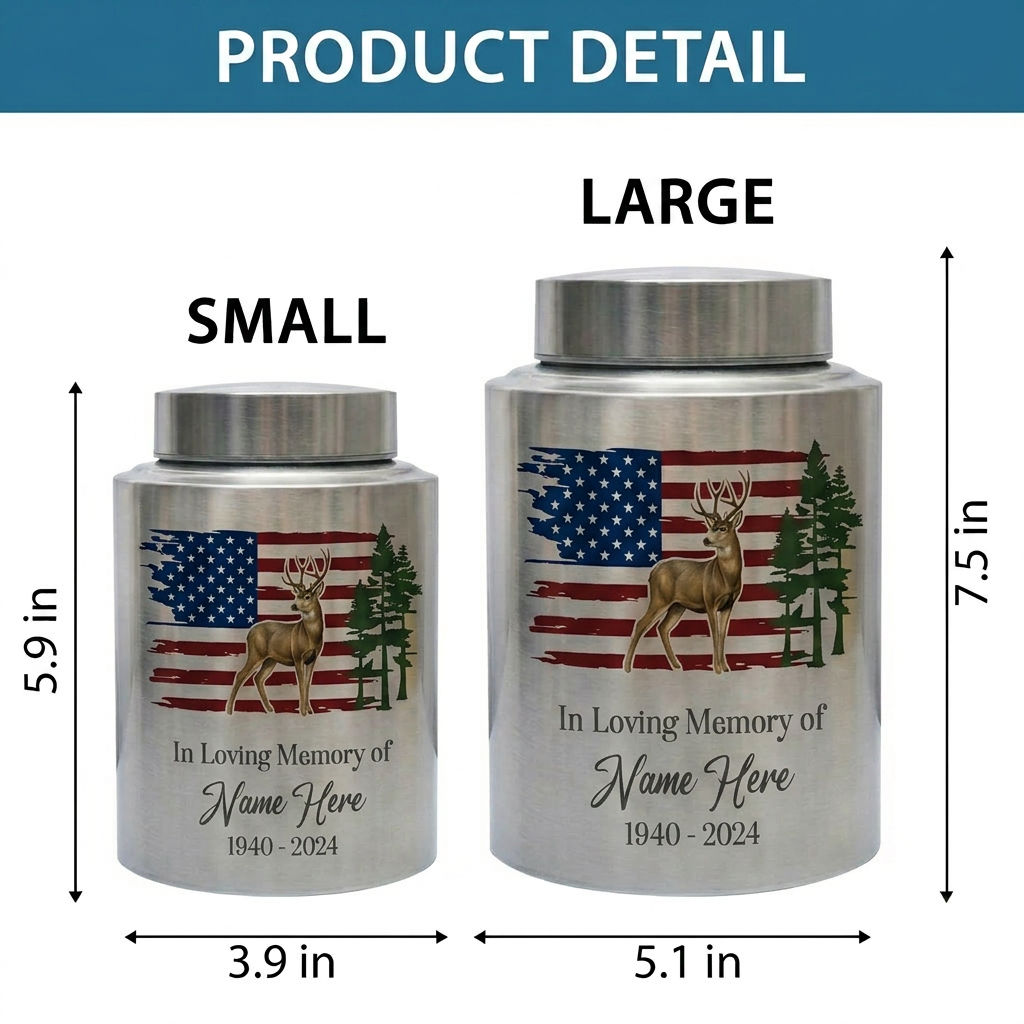 Personalized Deer Hunting Large Cremation Urn for Human Ashes, Custom Outdoorsman Hunter Tribute, Dad Grandpa Bereavement Ash Container, Memorial Keepsake Urn, Memorial Gift, In Loving Memory - Image 6