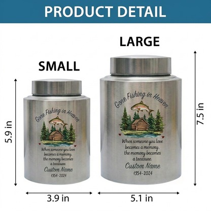 Personalized Bass Fishing Stainless Steel Urn for Human Ashes Fisherman Tribute Loss of Father Husband Grandpa Small and Large Sizes Memorial Keepsake Urn, Memorial Gift, In Loving Memory - Image 6