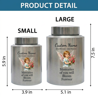 Personalized Baby Flower Bloom UV Printed Stainless Steel Cremation Urn for Infant Child Boy Girl, Custom Name Dates Large Ash Holder, Memorial Keepsake Urn, Memorial Gift, In Loving Memory - Image 6