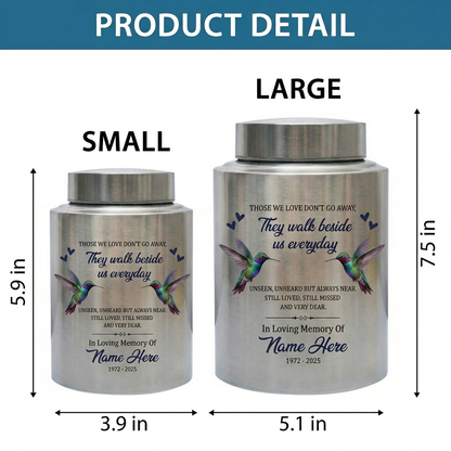 Personalized Hummingbird Stainless Steel Cremation Urn for Human Ashes Loss of Mother Sympathy Condolence Bereavement Small Large Sizes Memorial Keepsake Urn, Memorial Gift, In Loving Memory - Image 6