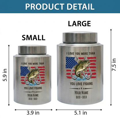 Personalized Bass Fishing Cremation Urn for Human Ashes Stainless Steel Fisherman Dad Grandpa Husband Funeral Remembrance Large Adult Size Memorial Keepsake Urn, Memorial Gift, In Loving Memory - Image 6