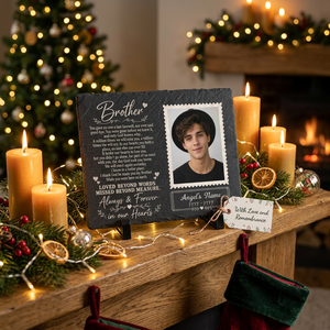 Personalized Brother Memorial Garden Stone – Photo Slate Plaque Gift for Loss of Brother - Image 6