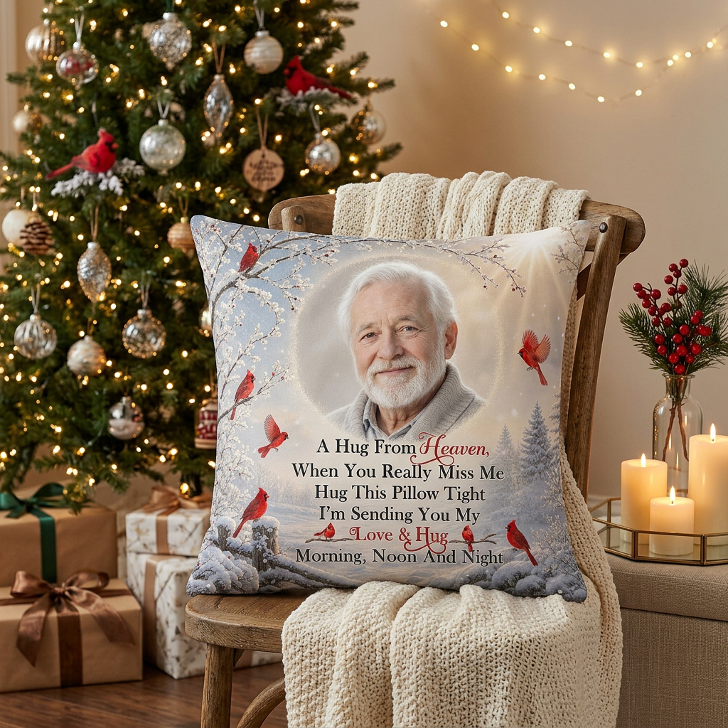 Personalized Photo Memorial Pillow, A Hug From Heaven Keepsake Sympathy Gift for Loss of a Loved One - Image 6