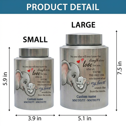 Personalized Baby Elephant Stainless Steel Cremation Urn for Infant Child Boy Girl, Mother to Child Pregnancy Loss Miscarriage Remembrance Memorial Keepsake Urn, Memorial Gift, In Loving Memory - Image 6