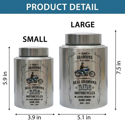 Personalized Motorcycle Stainless Steel Large Urn for Human Ashes, Real Grandpas Ride Motorcycles Biker Dad Grandfather Tribute, Memorial Keepsake Urn, Memorial Gift, In Loving Memory - Image 6