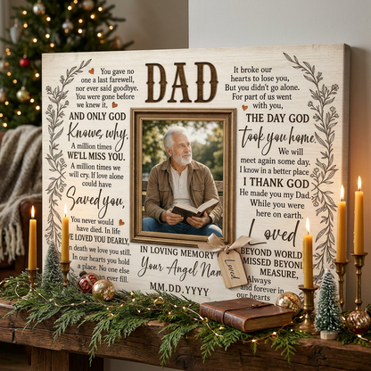 Personalized Loss of Father Memorial Wall Canvas Photo Print Dad Sympathy Remembrance Gift - Image 6