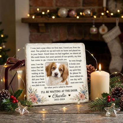 Personalized Dog Memorial Garden Stone – I Will Be Waiting at the Door Gift - Image 6 | VNMGSREPR1-6IN-EHIEU_AI_0410 VNMGSREPR1-8IN-EHIEU_AI_0410