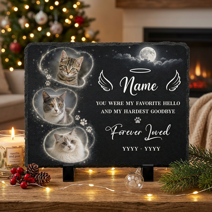 Personalized Cat Memorial Slate Stone Plaque with Photos – Custom Pet Loss Gift - Image 6 | VNMGSREPR1-6IN-EHIEU_AI_0431 VNMGSREPR1-8IN-EHIEU_AI_0431