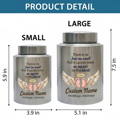 Personalized Baby Footprints UV Print Stainless Steel Urn for Infant Child Miscarriage Loss Foot Too Small Imprint Custom Large Memorial Keepsake Urn, Memorial Gift, In Loving Memory - Image 6