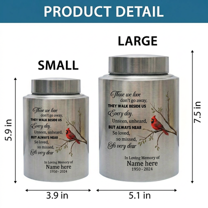 Personalized Cardinal Bird Stainless Steel Large Cremation Urn For Human Ashes Loss Of Loved One Bereavement Ash Holder 5.9x3.9 7.5x5.1 Memorial Keepsake Urn, Memorial Gift, In Loving Memory - Image 6