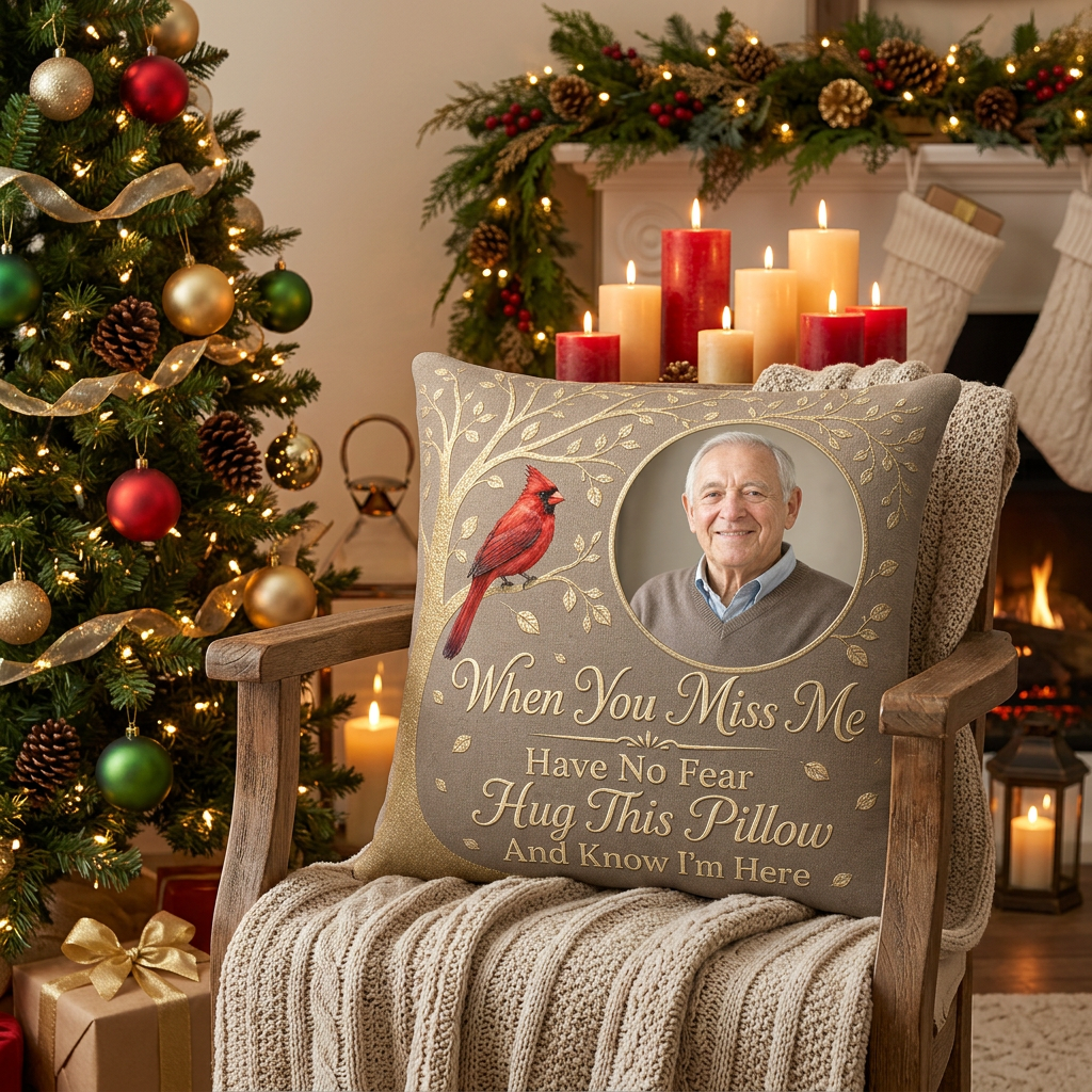 Personalized Memorial Photo Pillow with Cardinal - Remembrance Sympathy Gift for Loss of Loved One - Image 6
