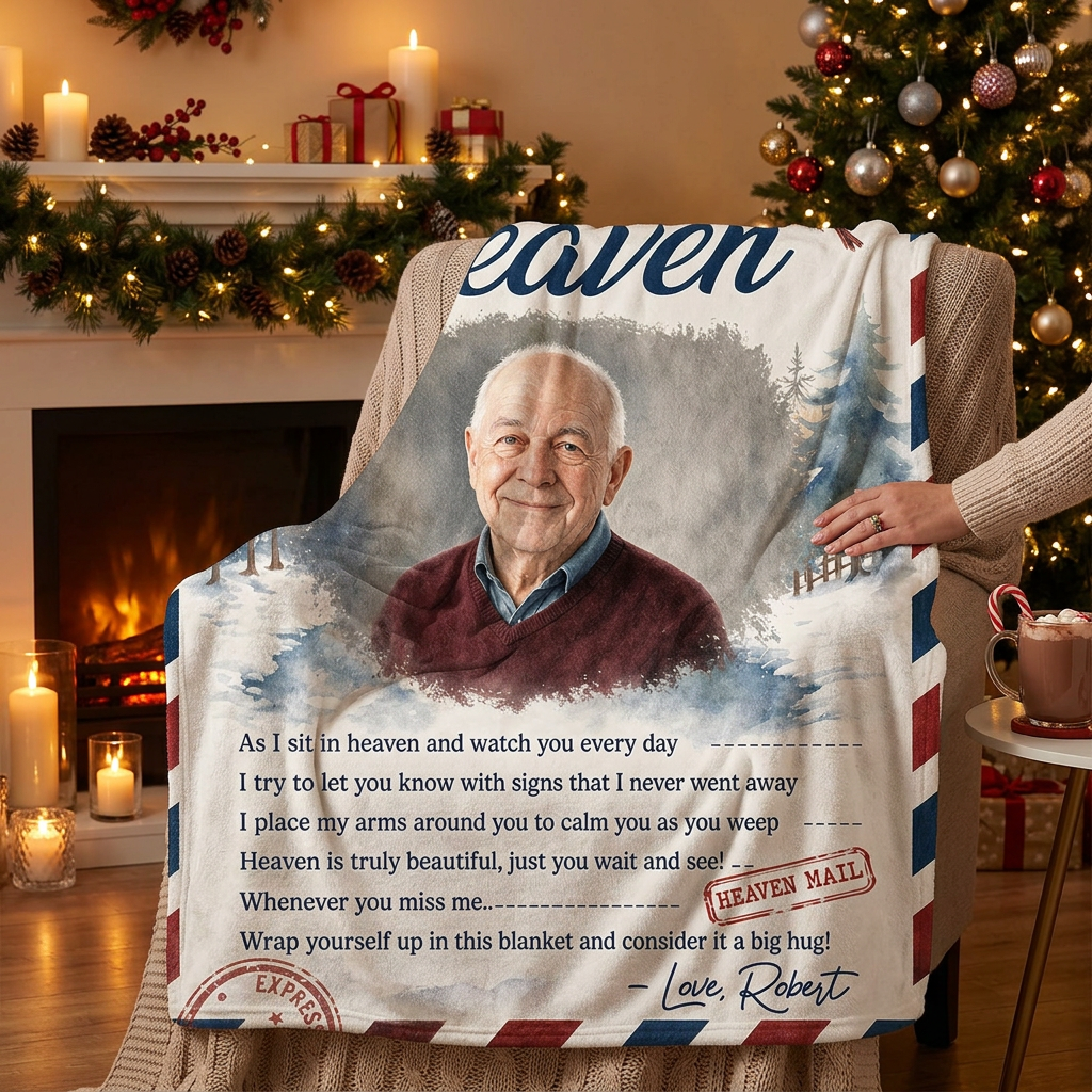 Personalized Photo A Letter From Heaven Memorial Fleece Blanket, Sympathy Gift for Loss of Loved One - Image 6