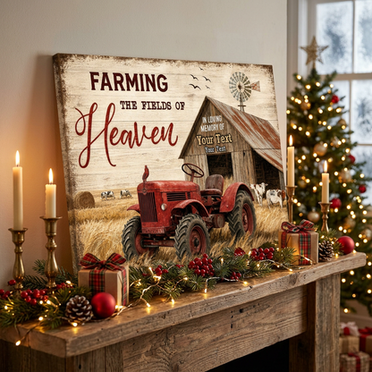 Personalized Farming The Fields Of Heaven Memorial Wall Canvas For Loss Of Farmer Loved One - Image 6