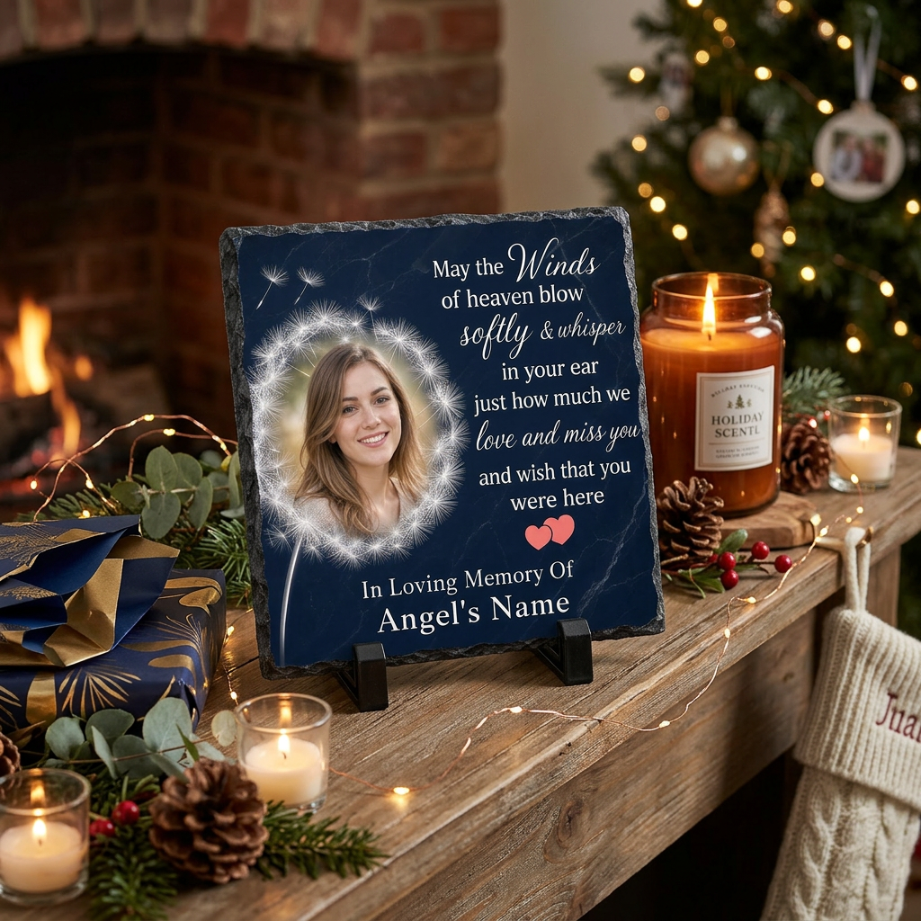 Personalized May the Wind Dandelion Memorial Slate – Custom Photo Bereavement Gift - Image 6 | VNMGSREPR1-6IN-EHIEU_AI_0459 VNMGSREPR1-8IN-EHIEU_AI_0459