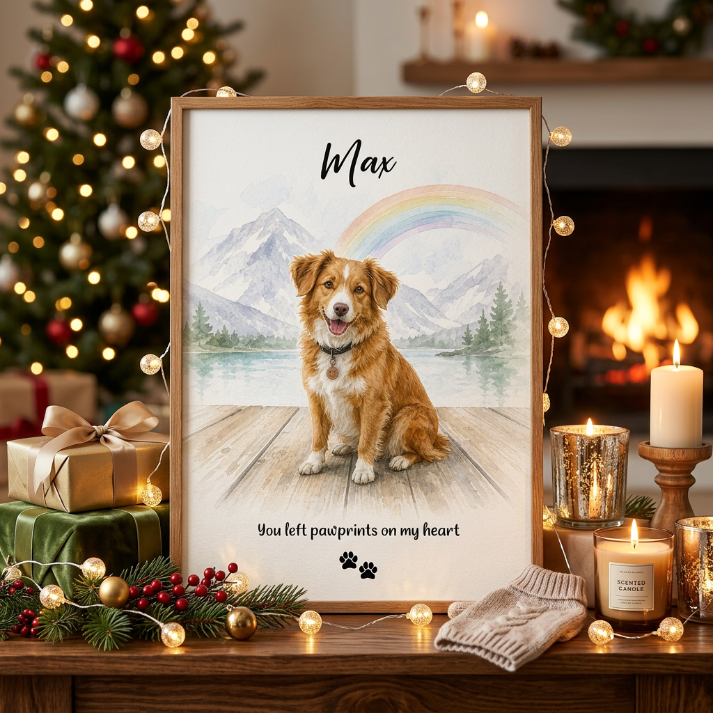 Personalized Pet Memorial Wall Canvas Rainbow Bridge Dog Remembrance Gift - Image 6