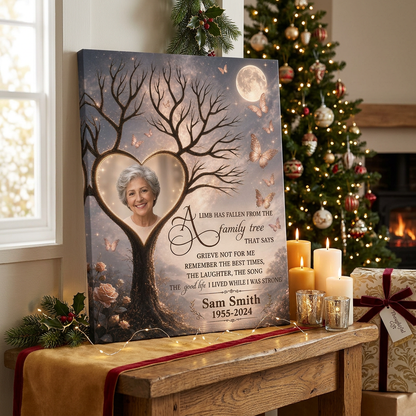 Personalized Memorial Family Tree Wall Canvas with Heart Photo Frame for Loss of a Loved One - Image 6