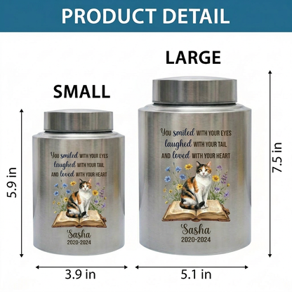 Personalized Pet Dog Cat Loss Stainless Steel Decorative Urn for Ashes Smiled With Your Eyes Quote Large Small Bereavement Memorial Keepsake Urn, Memorial Gift, In Loving Memory - Image 6