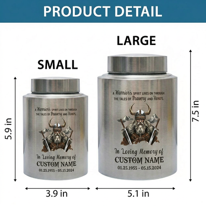 Personalized Valhalla Viking Nordic Runes Stainless Steel Cremation Ash Container For Veteran Warrior Father Son Funeral Small Large Memorial Keepsake Urn, Memorial Gift, In Loving Memory - Image 6