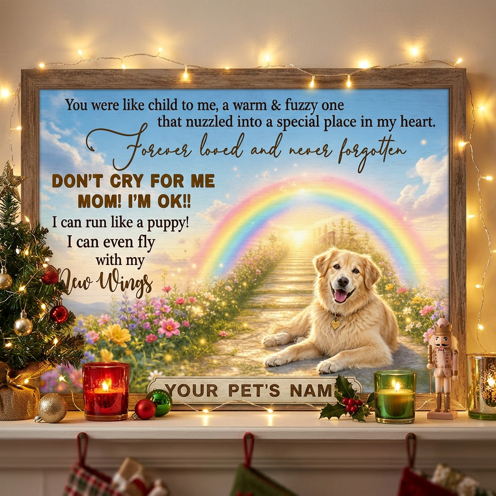 Personalized Dog Memorial Wall Canvas Rainbow Bridge Gift for Pet Loss Mom - Image 6
