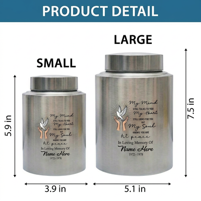 Personalized Peace Dove Hands Releasing Birds UV Print Stainless Steel Cremation Urn for Human Ashes Sympathy Grief Loss Small Large Memorial Keepsake Urn, Memorial Gift, In Loving Memory - Image 6