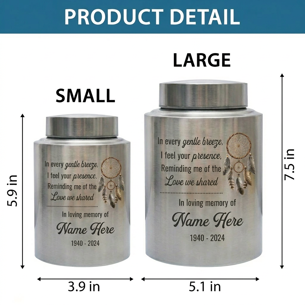 Personalized Native American Dreamcatcher Stainless Steel Sympathy Gift for Loss of Loved One Decorative Funeral Ash Container UV Print Memorial Keepsake Urn, Memorial Gift, In Loving Memory - Image 6