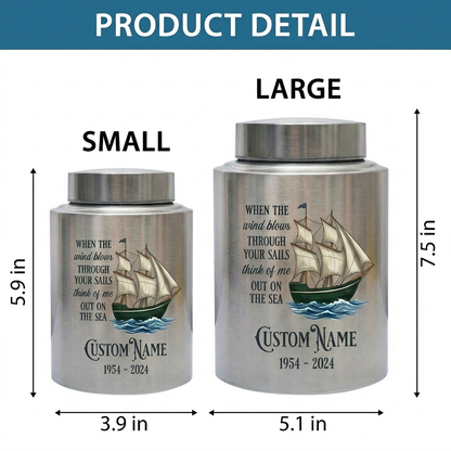 Personalized Sail Boat Stainless Steel Urn for Human Ashes, Custom Name Date Ocean Tribute for Dad Grandpa Sailor, Adult Size, Memorial Keepsake Urn, Memorial Gift, In Loving Memory - Image 6