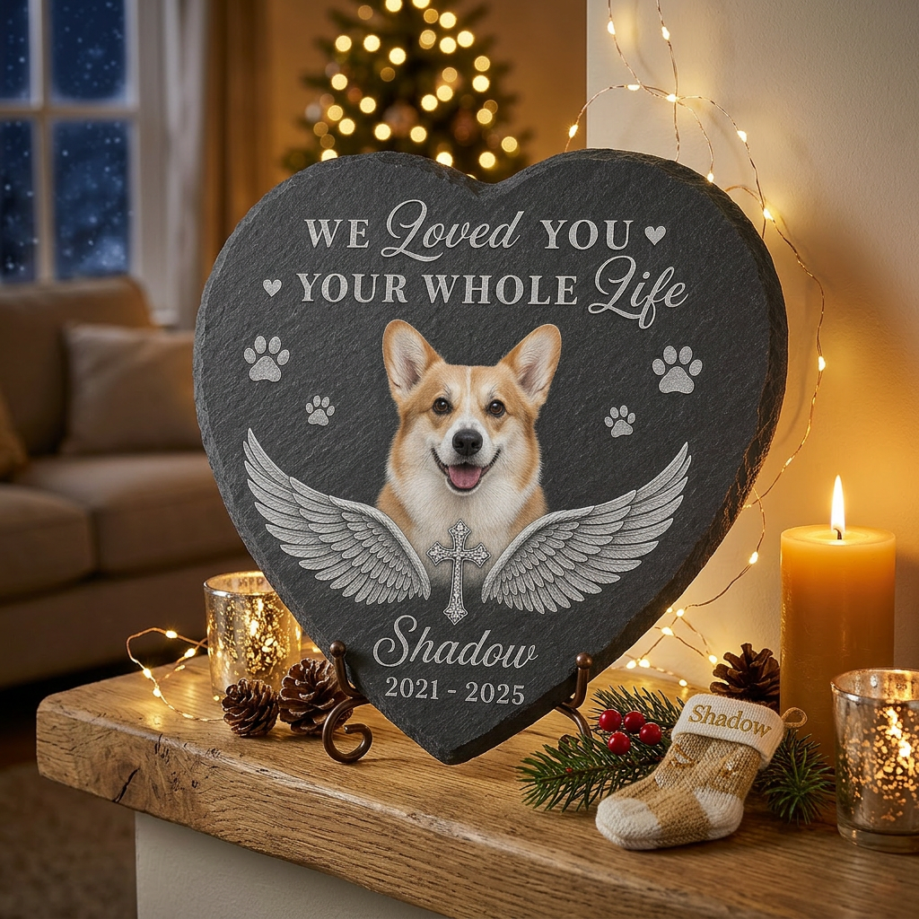 Personalized Pet Memorial Heart Shaped Garden Stone with Photo – Dog Loss Gift - Image 6 | VNMGSREPR1-6IN-EHIEU_AI_0417 VNMGSREPR1-8IN-EHIEU_AI_0417