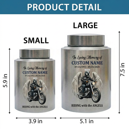 Personalized Motorcycle Biker Stainless Steel Decorative Urn for Human Ashes Adult Male Dad Husband Custom Large UV Printed Memorial Keepsake Urn, Memorial Gift, In Loving Memory - Image 6