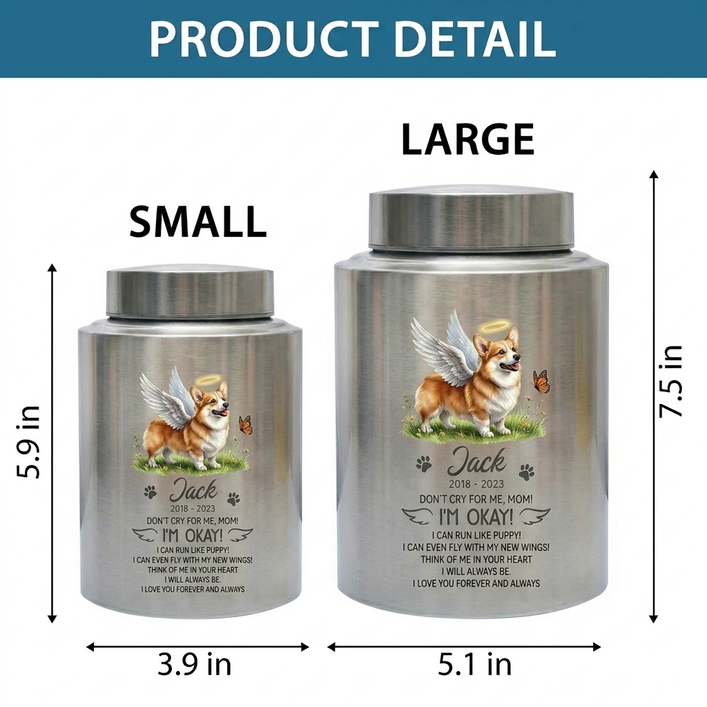 Personalized Winged Dog Silhouette Stainless Steel Pet Memorial Urn for Mom Loss of Dog Sympathy Bereavement Gift Large Capacity Decorative Memorial Keepsake Urn, Memorial Gift, In Loving Memory - Image 6