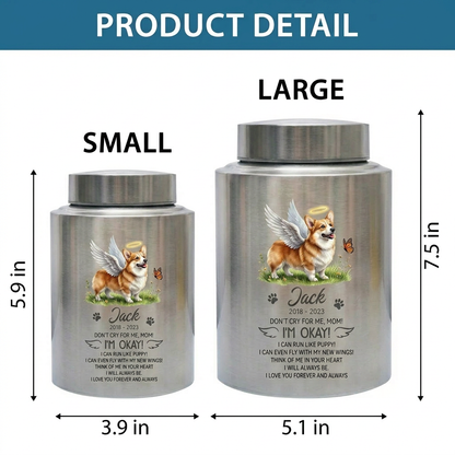 Personalized Winged Dog Silhouette Stainless Steel Pet Memorial Urn for Mom Loss of Dog Sympathy Bereavement Gift Large Capacity Decorative Memorial Keepsake Urn, Memorial Gift, In Loving Memory - Image 6