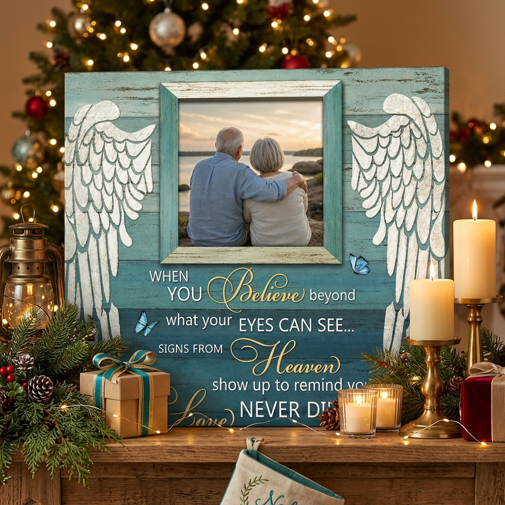 Personalized Signs From Heaven Memorial Canvas Wall Art Angel Wings Sympathy Gift - Image 6