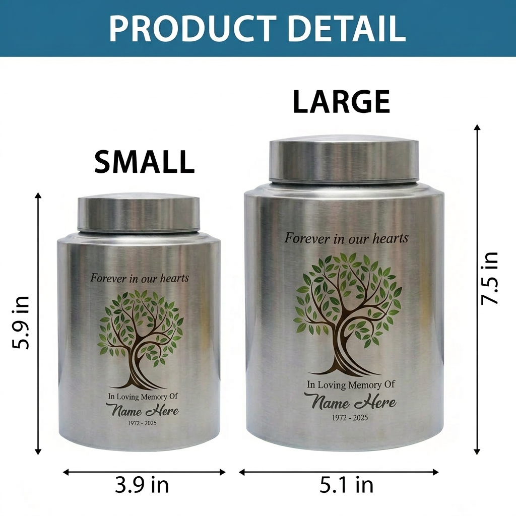 Personalized Tree of Life Stainless Steel Cremation Urn for Human Ashes Loss of Mother Father Remembrance Container Silver Black Gold Red Memorial Keepsake Urn, Memorial Gift, In Loving Memory - Image 6
