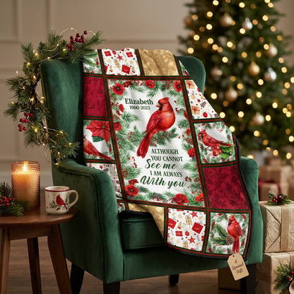 Personalized Cardinal Memorial Fleece Blanket - Christmas Sympathy Gift for Loss of Loved One - Image 6