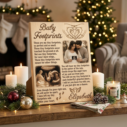 Personalized Baby Footprints Memorial Wall Canvas for Pregnancy & Infant Loss Remembrance - Image 6
