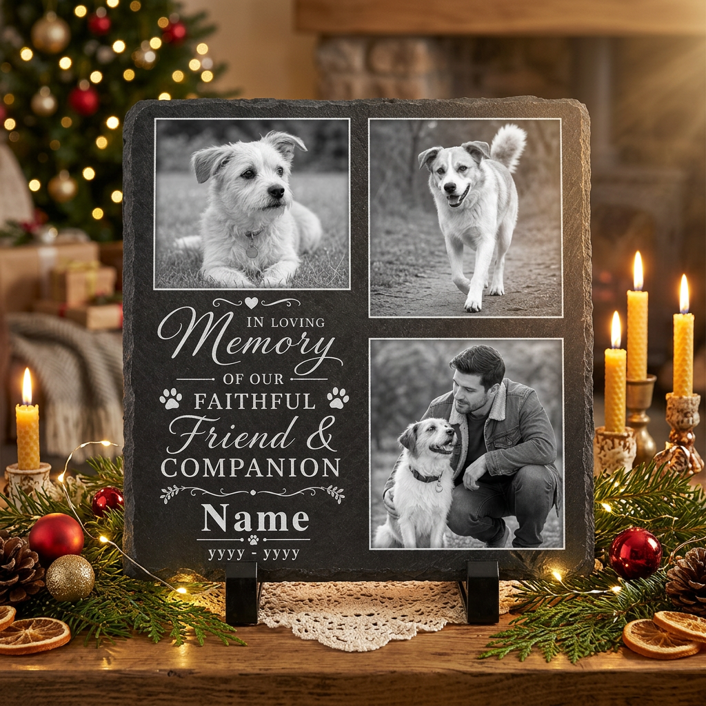 Personalized Dog Memorial Slate with 3 Photos – Pet Loss Memorial Stone Gift - Image 6 | VNMGSREPR1-6IN-EHIEU_AI_0456 VNMGSREPR1-8IN-EHIEU_AI_0456