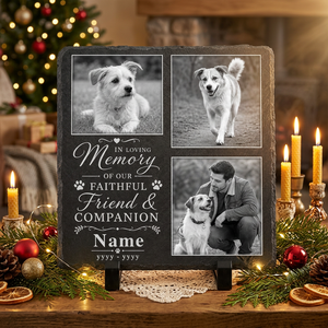 Personalized Dog Memorial Slate with 3 Photos – Pet Loss Memorial Stone Gift - Image 6