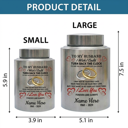 Personalized Interlocked Wedding Rings Couple In Heaven UV Printed Urn For Loss Of Husband Sympathy Bereavement Gifts For Widow Two Sizes Memorial Keepsake Urn, Memorial Gift, In Loving Memory - Image 6