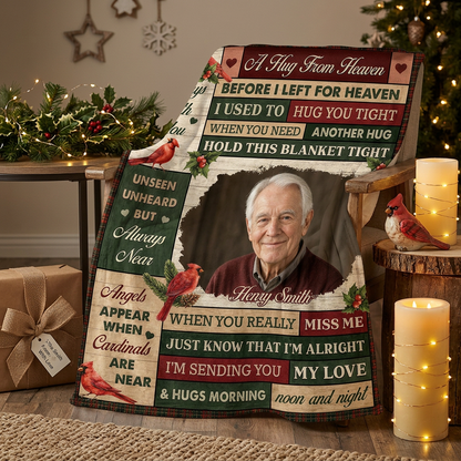 Personalized Cardinal Memorial Photo Fleece Blanket - Sympathy Gift for Loss of Loved One - Image 6