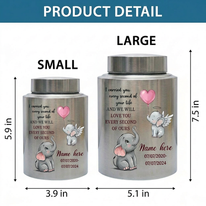Personalized Baby Elephant Stainless Steel UV Printed Urn for Infant Child Boy Girl Loss, Bereaved Parents Grief Support, Memorial Keepsake Urn, Memorial Gift, In Loving Memory - Image 6
