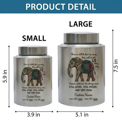 Personalized Floral Elephant Pattern Stainless Steel Large Urn for Human Ashes, Loss of Mother Father Loved One Sympathy Gift, Bereavement Memorial Keepsake Urn, Memorial Gift, In Loving Memory - Image 6