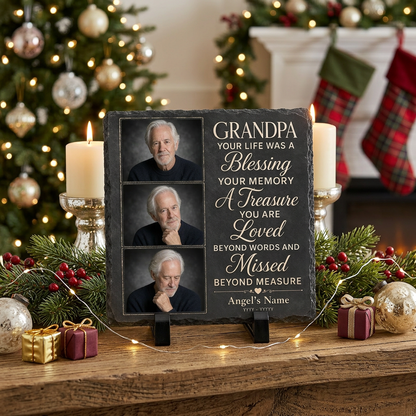 Personalized Grandpa Memorial Photo Slate Stone – In Loving Memory Sympathy Gift - Image 6 | VNMGSREPR1-6IN-EHIEU_AI_0427 VNMGSREPR1-8IN-EHIEU_AI_0427