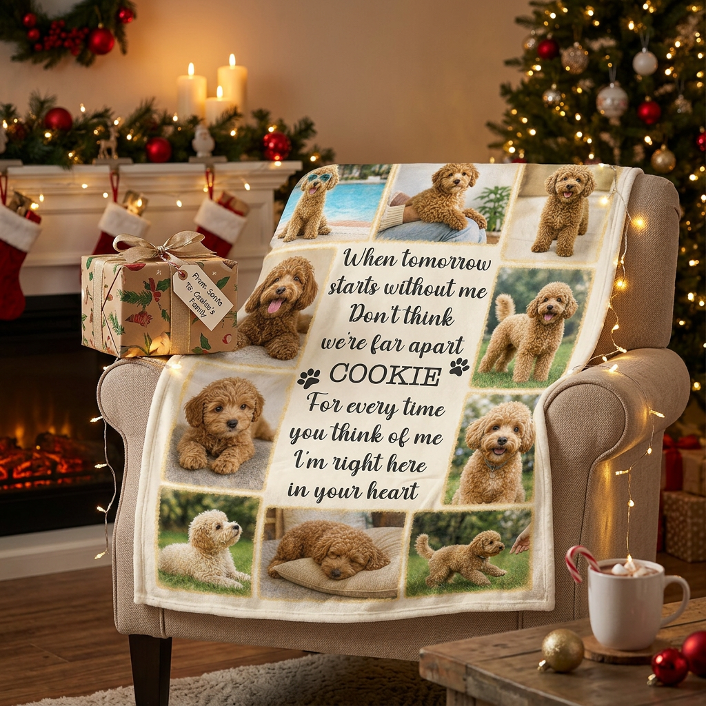 Personalized Pet Memorial Photo Collage Fleece Blanket - Dog Remembrance Gift for Loss of Pet - Image 6