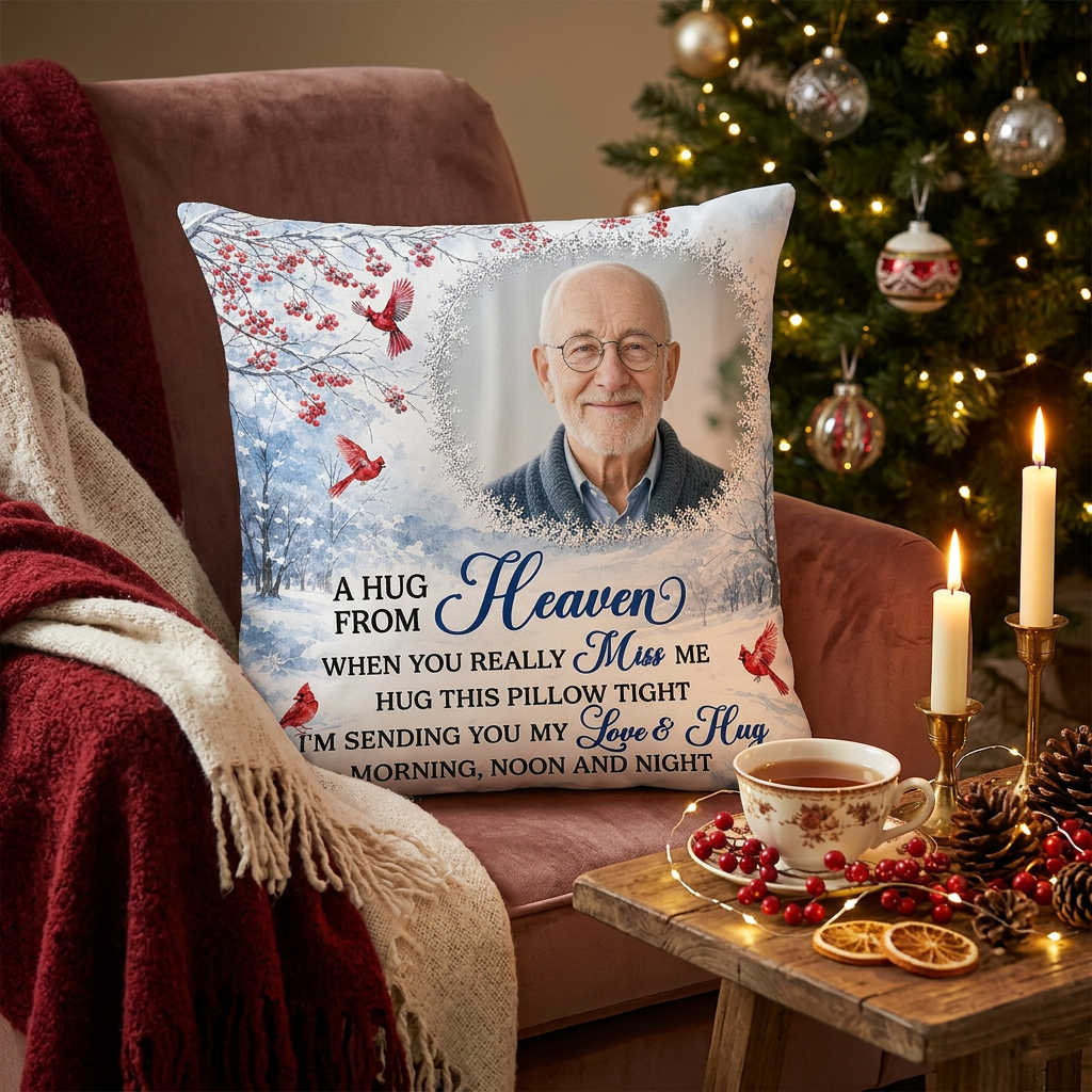 Personalized Photo Memorial Pillow - A Hug From Heaven Cardinal Sympathy Gift for Loss of Loved One - Image 6