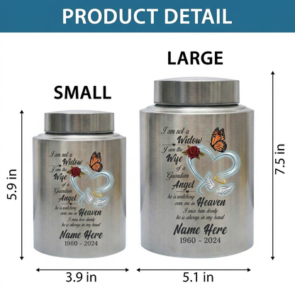 Personalized Guardian Angel Wings Heart Butterfly Rose Stainless Steel Loss of Husband Sympathy Widow Remembrance Decor 5.9x3.9in Memorial Keepsake Urn, Memorial Gift, In Loving Memory - Image 6