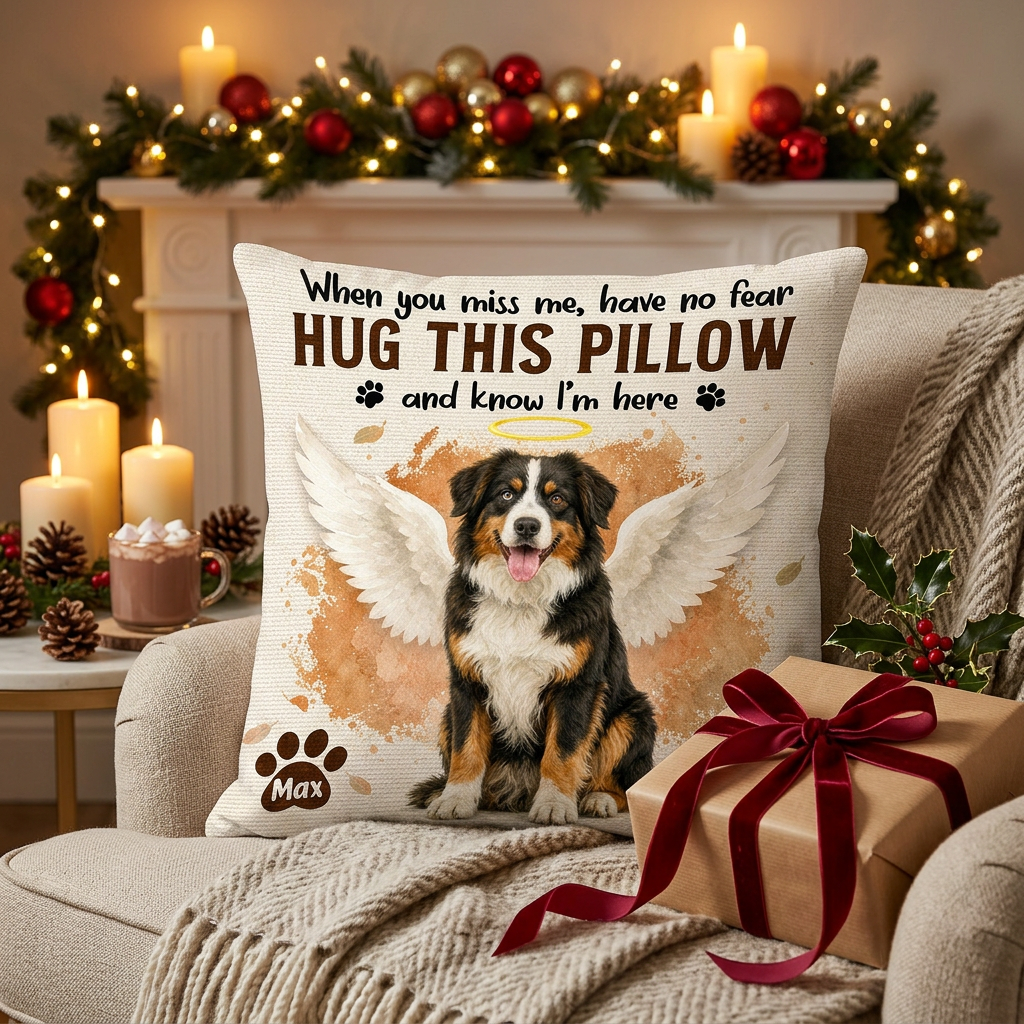 Personalized Pet Memorial Pillow with Photo - Angel Wings Dog Memorial Sympathy Gift for Pet Owners - Image 6