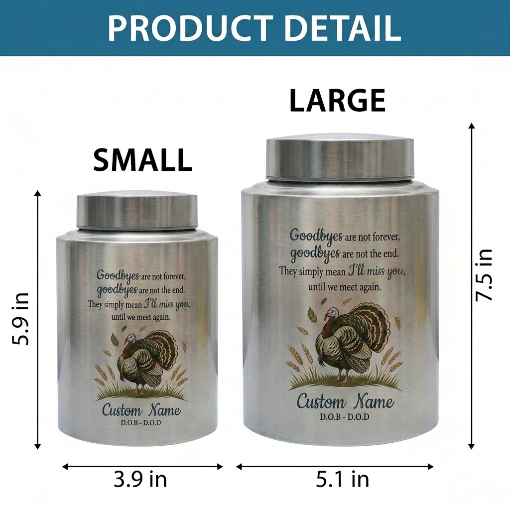 Personalized Turkey Thanksgiving Hunter Cremation Urn for Human Ashes, UV Printed Stainless Steel Bereavement Condolence Keepsake, Memorial Keepsake Urn, Memorial Gift, In Loving Memory - Image 6