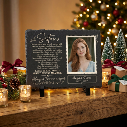 Personalized Sister Memorial Garden Stone – Photo Slate Plaque Gift for Loss of Sister - Image 6 | VNMGSREPR1-6IN-EHIEU_AI_0448 VNMGSREPR1-8IN-EHIEU_AI_0448