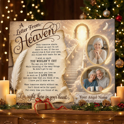Personalized Memorial Canvas Wall Art - Letter From Heaven Sympathy Gift for Loss of Loved One - Image 6